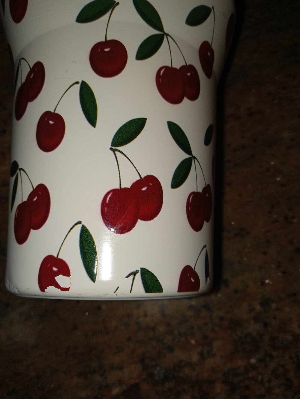 HydroJug White Tumbler with Red Cherry Pattern Traveler 40oz No Lid - Picture 8 of 8